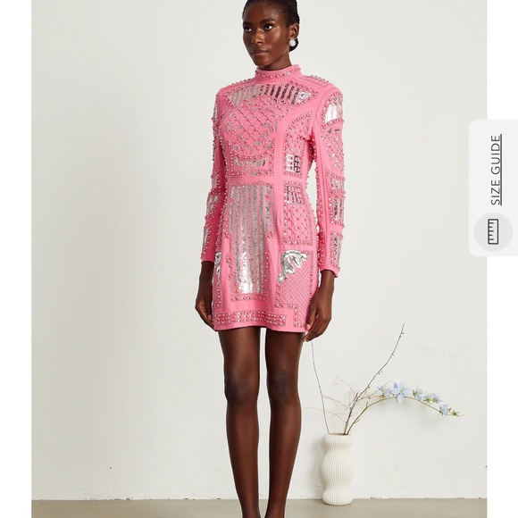 Pink and Silver Embellished Dress